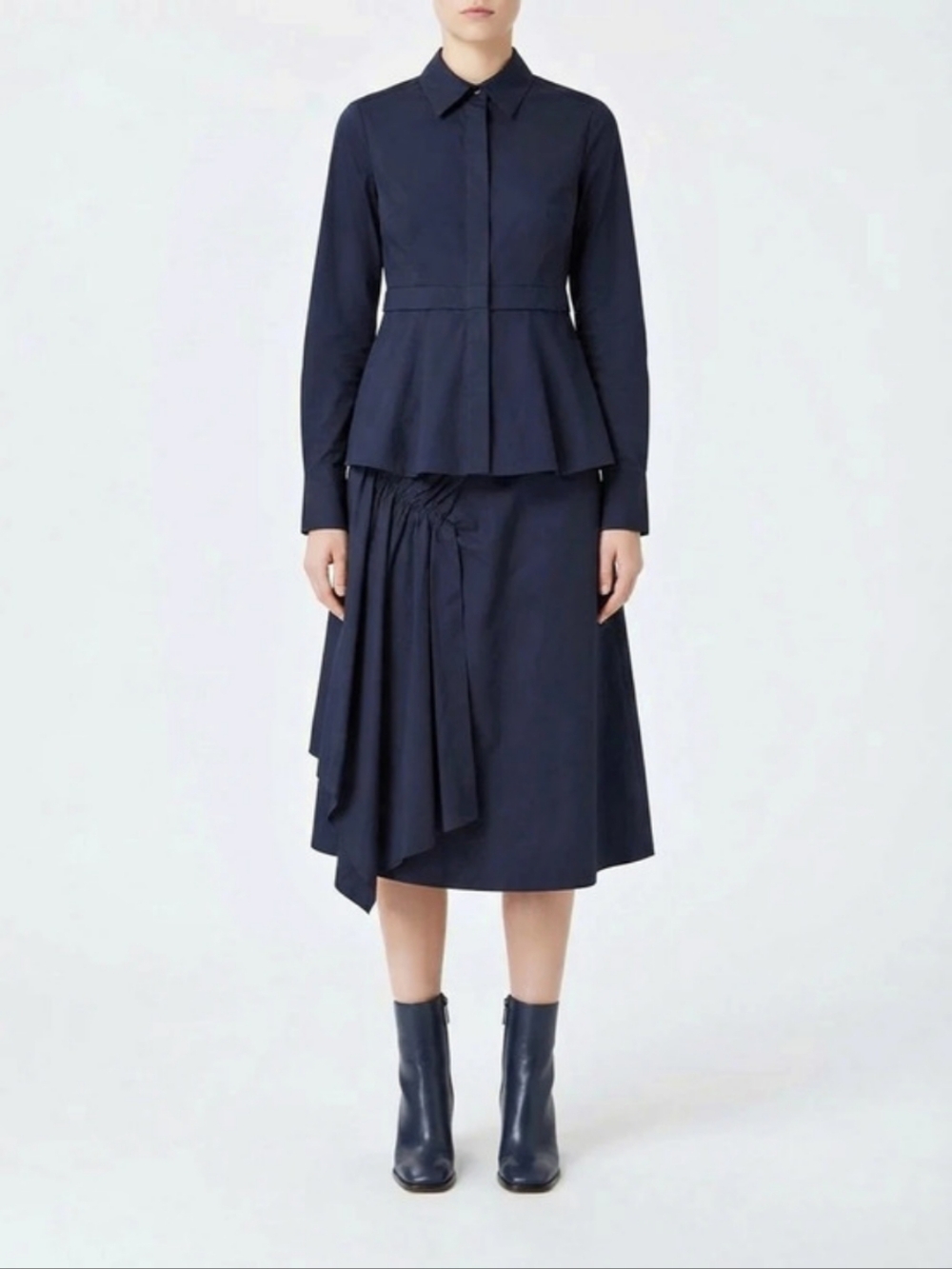 Donna Karan New York Pleated Skirt Suiting Set Blue Pleated Skirt Set Size L